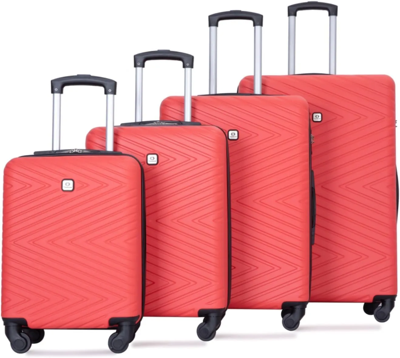 4-Piece ABS Luggage Set (16"/20"/24"/28") - Lightweight Hardshell Suitcases with Lock & 360° Spinner Wheels - Carry-On & Checked Luggage (Red   ABS)