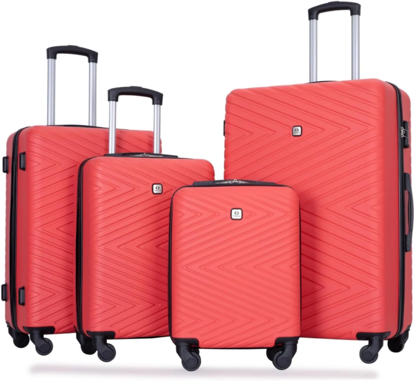 4-Piece ABS Luggage Set (16"/20"/24"/28") - Lightweight Hardshell Suitcases with Lock & 360° Spinner Wheels - Carry-On & Checked Luggage (Red   ABS)