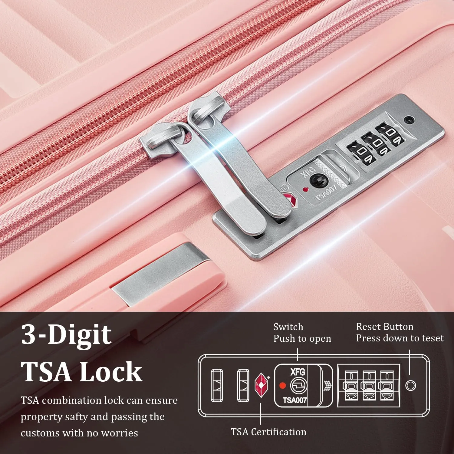 4-Piece Expandable Hardshell Luggage Set with TSA Lock (14/20/24/28) - Lightweight PP Suitcases, 360° Silent Spinner Wheels and Durable 100LB Handle for Air Travel (Pink)