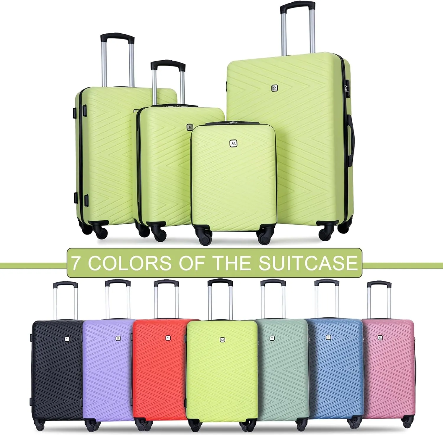 4-Piece Hardside Luggage Set with TSA Lock, Lightweight ABS Suitcases With Spinner Wheel, 16/20/24/28 inch, Chartreuse