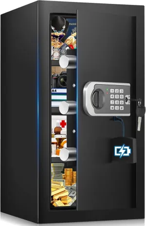 4.3 Cuft Large Fireproof Safe for Home, Safe Box Fireproof Waterproof, Anti-theft Digital Home Safes with Programmable Keypad Keys, Smart Alert, Mute Mode, Fire proof safe for Money Jewelry