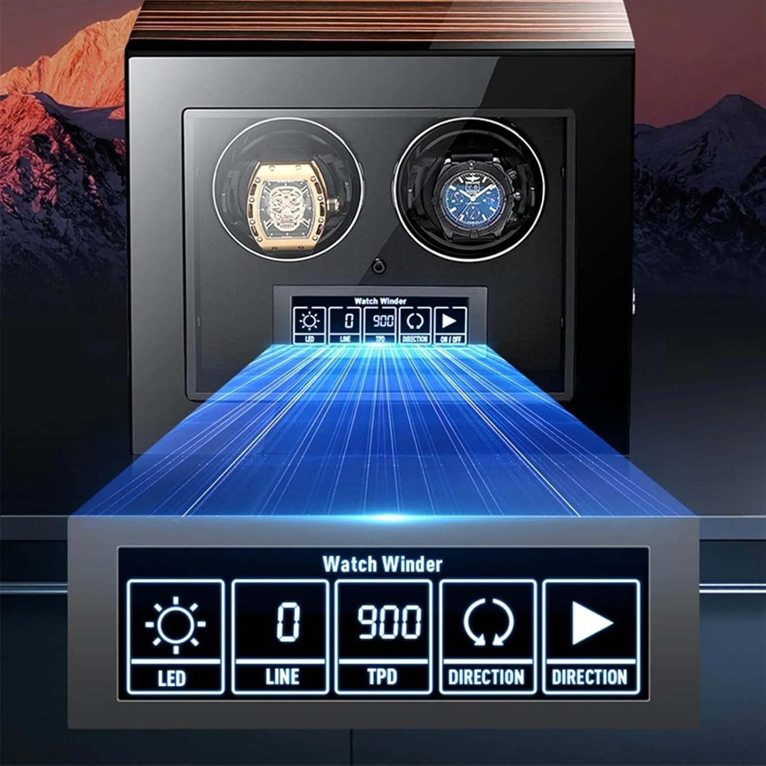 4/6/9 Watch Winder for Automatic Watches with LED Backlight LCD Touch Screen Display Remote Control for Men Women Gift Watch Winder Box Best Gift