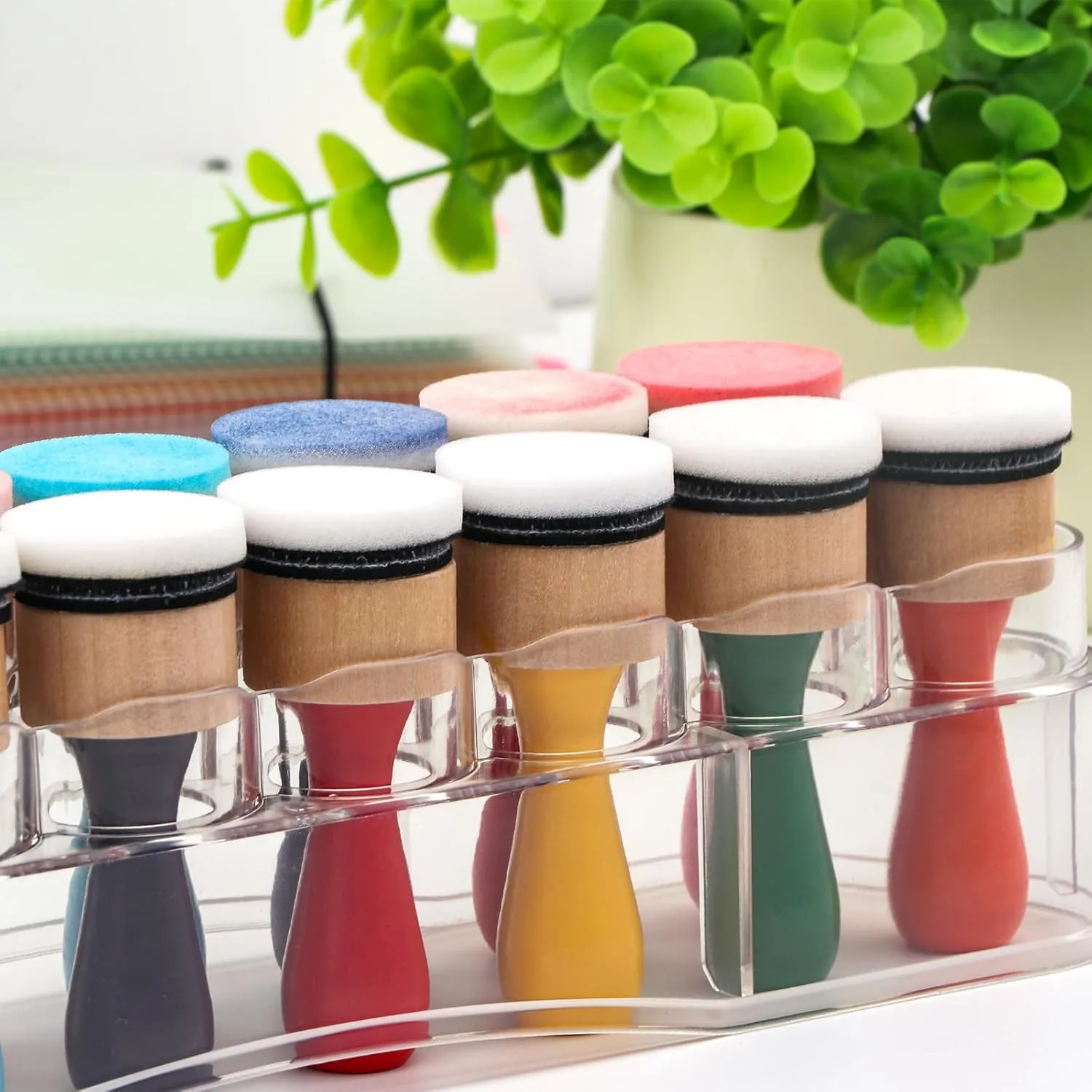 47 Packs Ink Blending Foam Pads Set, Include 8 Pcs Round Alcohol Ink Mini Applicator Tools and 38 Pcs Replacement Foam Pads 1 Storage Box for for Drawing Distressing Blending Card Making Stammping