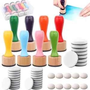 47 Packs Ink Blending Foam Pads Set, Include 8 Pcs Round Alcohol Ink Mini Applicator Tools and 38 Pcs Replacement Foam Pads 1 Storage Box for for Drawing Distressing Blending Card Making Stammping