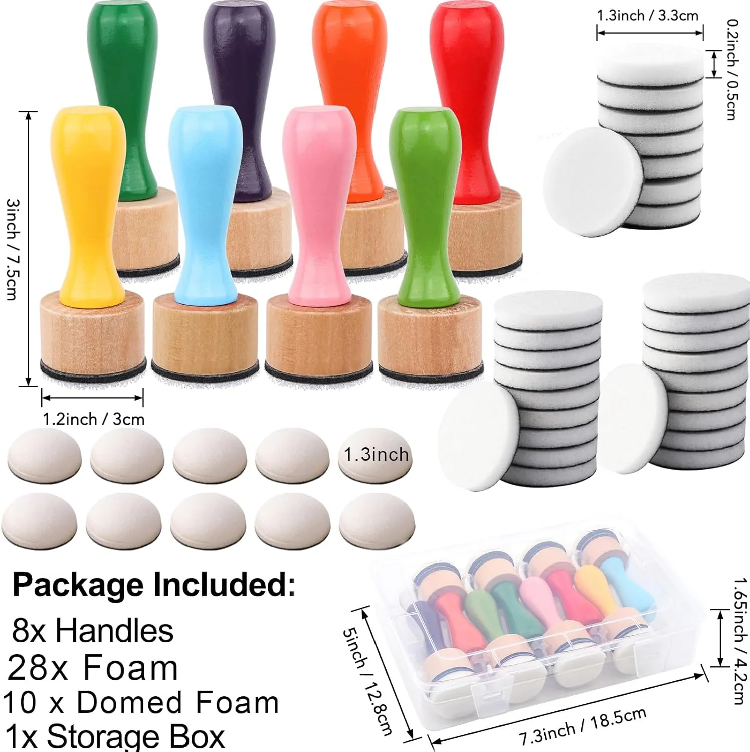 47 Packs Ink Blending Foam Pads Set, Include 8 Pcs Round Alcohol Ink Mini Applicator Tools and 38 Pcs Replacement Foam Pads 1 Storage Box for for Drawing Distressing Blending Card Making Stammping