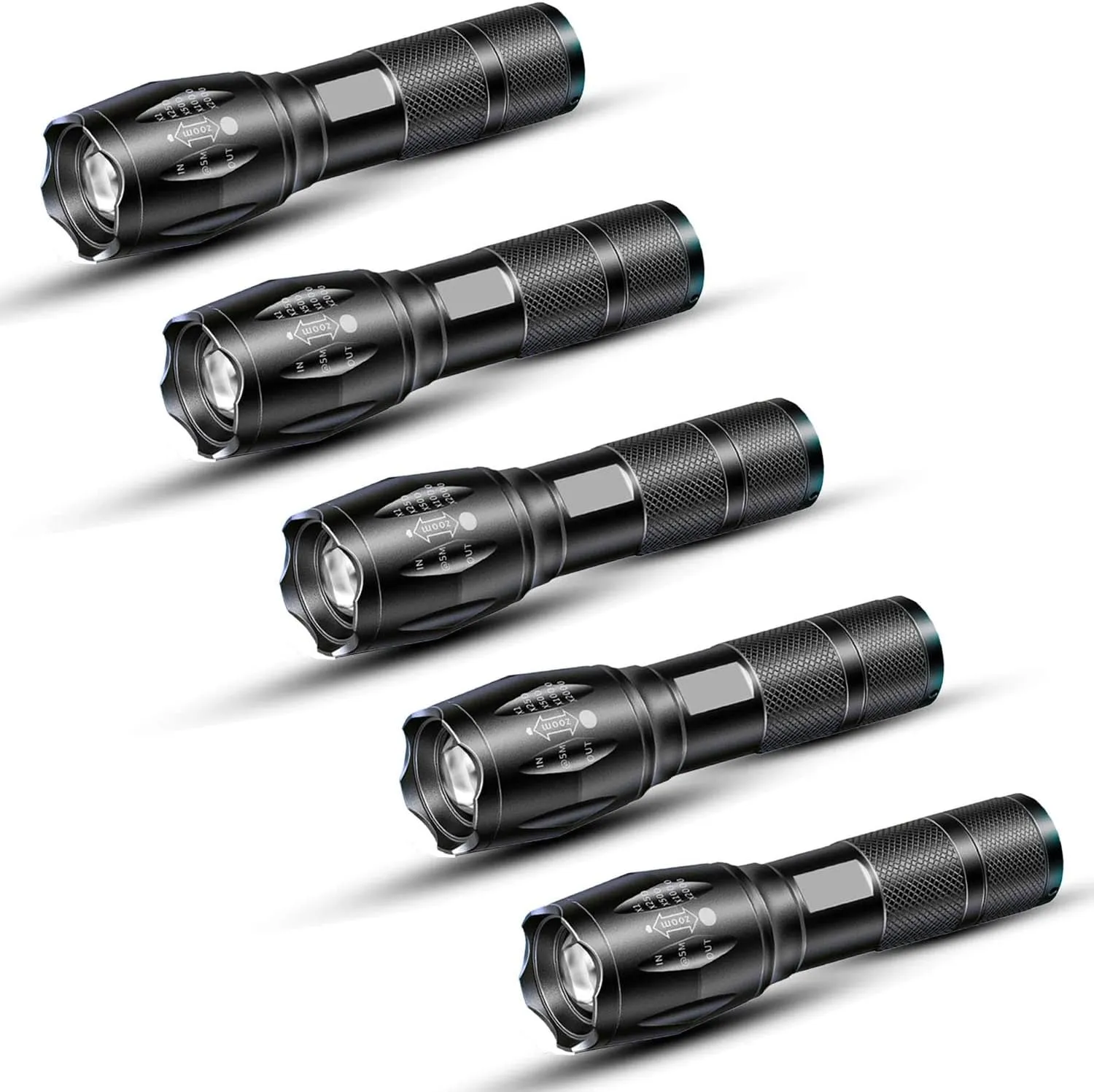 5 Pack Flashlights High Lumens, Powerful Tactical Flashlights with 5 Modes, Waterproof Zoomable Small LED Handheld Flash Light for Home Emergencies Camping Hurricane