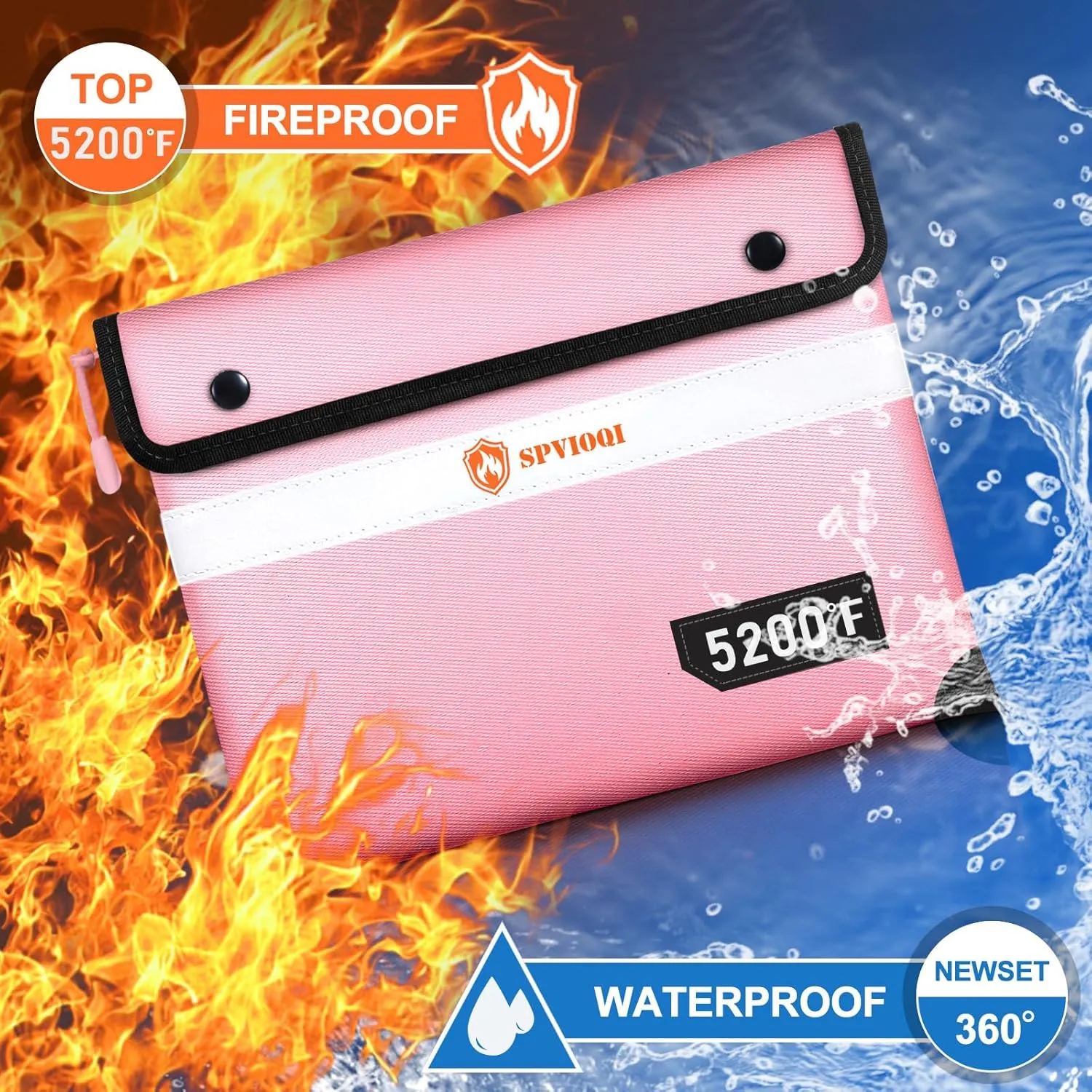 5200 Degree F Fireproof Document Bag -Heat Insulated, Upgraded Water Fire Proof Bag with Zipper, 9 Layers of Functional Materials, 14.2 X 11” Fire Proof Money Bag for Cash, Important Documents and Valuables