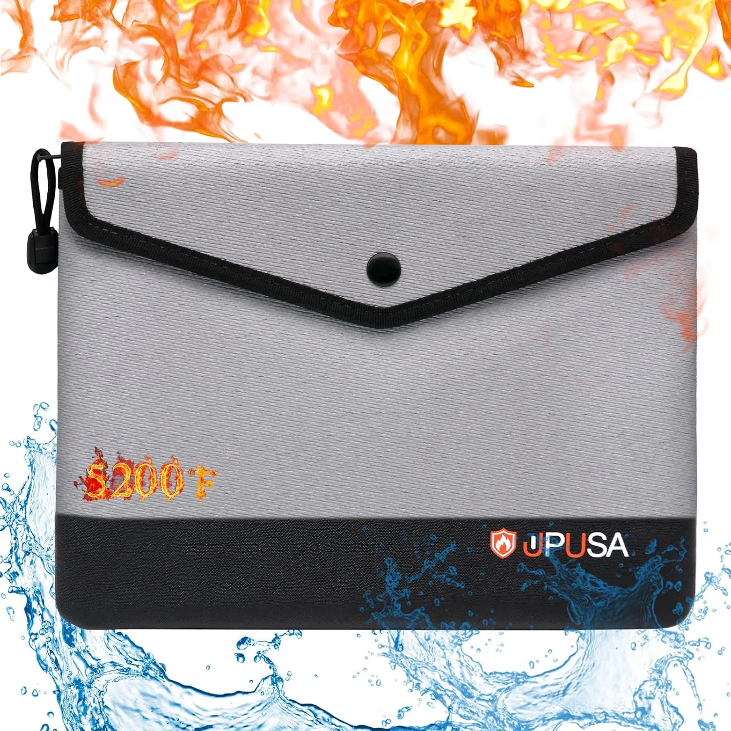 5200℉ Fireproof Document Bag Waterproof with Heat Insulated,Money Bag for Important Documents and Valuables,Passport Holder 11" X 7.7"(Grey)