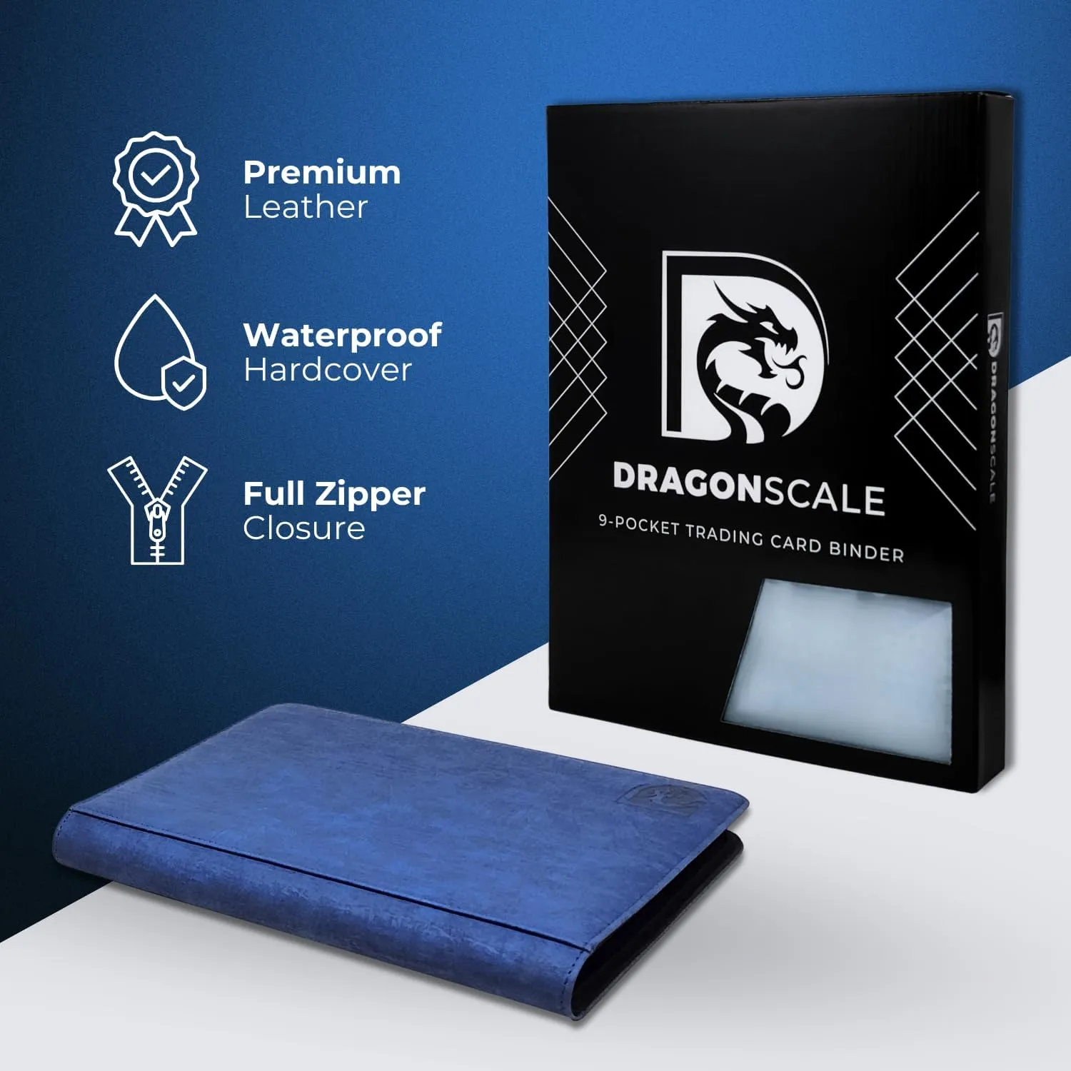 540 Pockets Trading Card Binder, 30 Double Sided Pages, 9 Pockets Per Page, Premium Sleeves Protect and Display Sports Cards, Game Cards - Glacial Blue