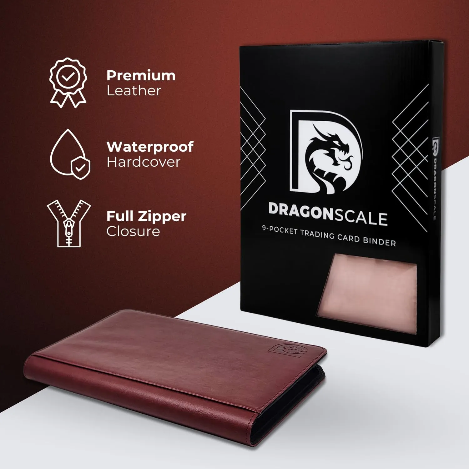 540 Pockets Trading Card Binder, 30 Double Sided Pages, 9 Pockets Per Page, Premium Sleeves Protect and Display Sports Cards, Game Cards - Red Smooth