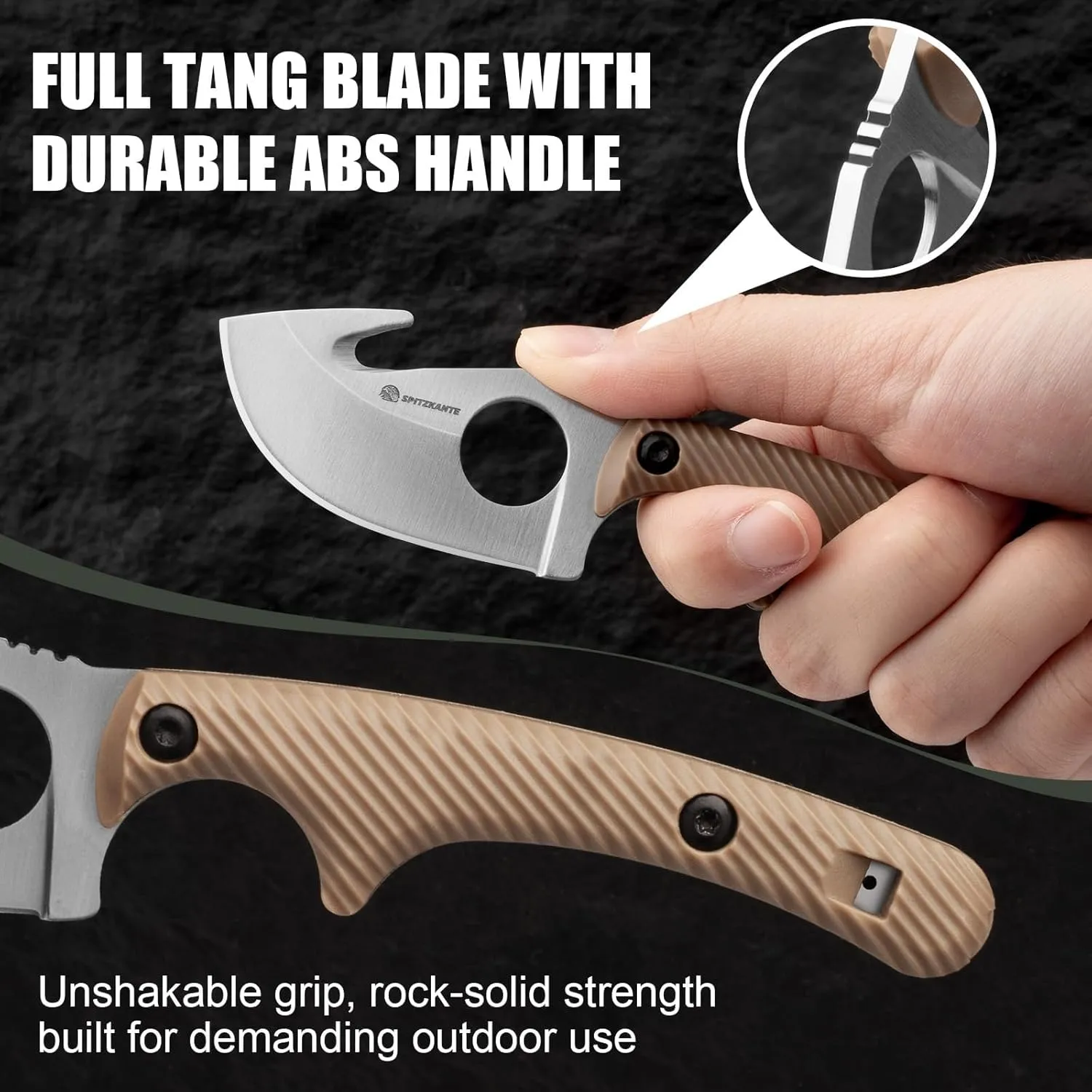 5.98" EDC Fixed Blade Knife HO-YN, Small Neck Knife with Gut Hook, 5Cr15MoV Steel, Fire Starter and 360° Adjustable Belt Clip for Camping, Survival, Skinning
