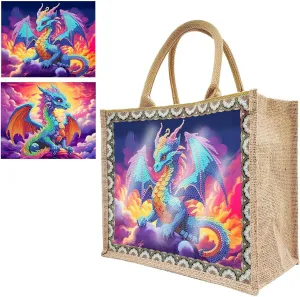5D Art Painting Tote Bag Kit, DIY 5D Art Painting Handbag Kits, Diamond Art Bag for Home Organizer (Single Side Dot Diamond)