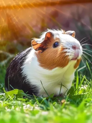 5D Grassland Sunshine Guinea Pig Diamond Painting for Adults, DIY Diamond Painting Kit Full Round Diamond DIY Painting Kit Home Wall Decor Personalised Gift 12x16 Inch