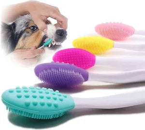 5pack Dog Toothbrush Double-sided Soft Silicone Gentle Dental Brushes Kit