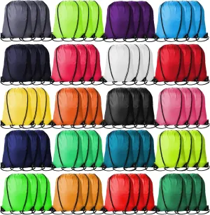 60Pcs Drawstring Backpacks Bulk String Bag Cinch Sack Pack Storage Knapsack Polyester Gift Bags Sports Drawstring Bags for Trip Gym Party Bags(20 Colors)