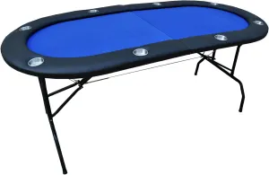73" Foldable Poker Table Oval Light Series with Blue Felt Cup Holders