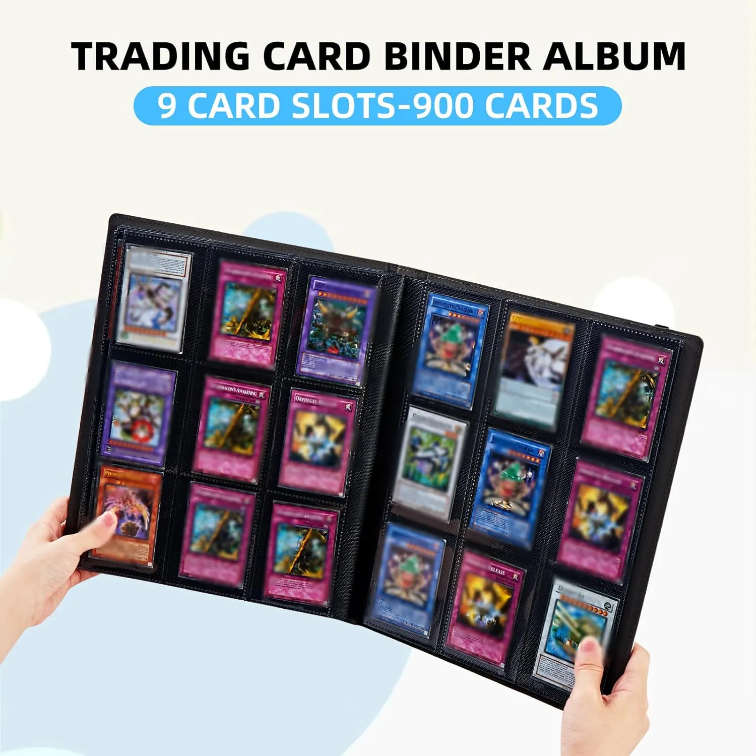 9 Pocket Trading Card Binder, Card Collection Binder for TCG, MTG, Sports Cards, Baseball, Amethyst Dragon Trading Card Book Holder for Collectors, Top Loader Binder