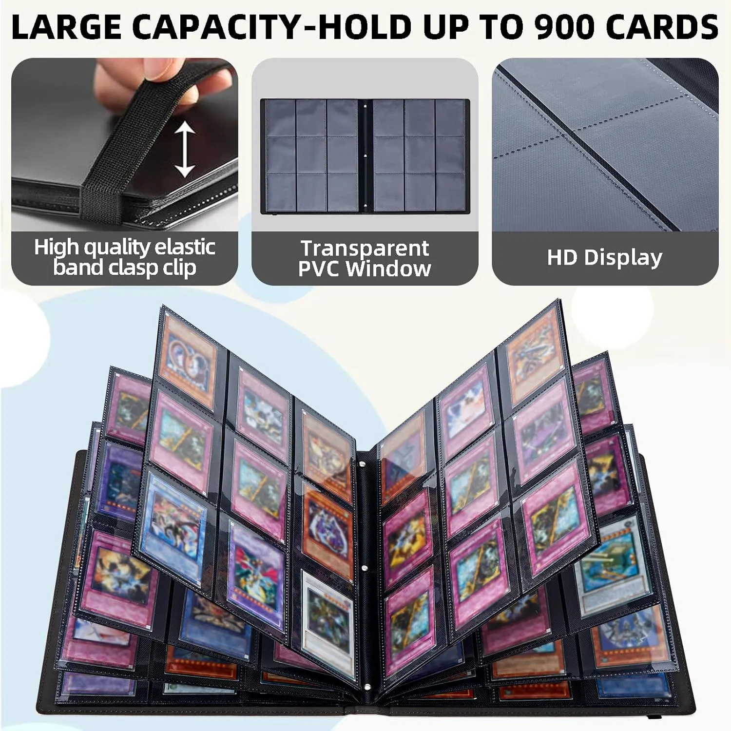 9 Pocket Trading Card Binder, Card Collection Binder for TCG, MTG, Sports Cards, Baseball, Amethyst Dragon Trading Card Book Holder for Collectors, Top Loader Binder