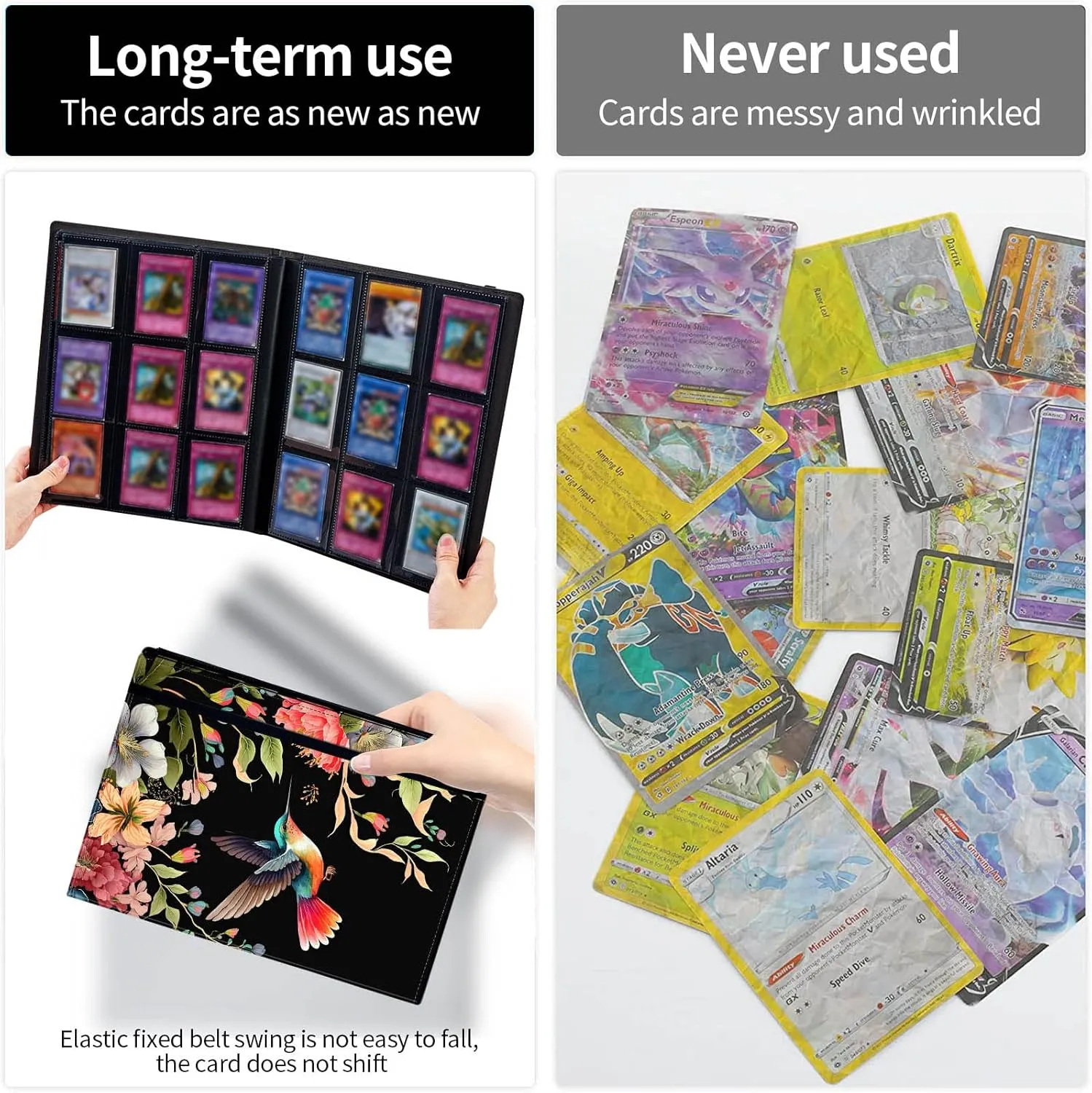 9 Pocket Trading Card Binder,Collection Holder Album Sleeves for Baseball,Sports Card, MTG Cards,Collectible Card Protection,30 Pages Put up to 540 Cards,Bird and Flowers
