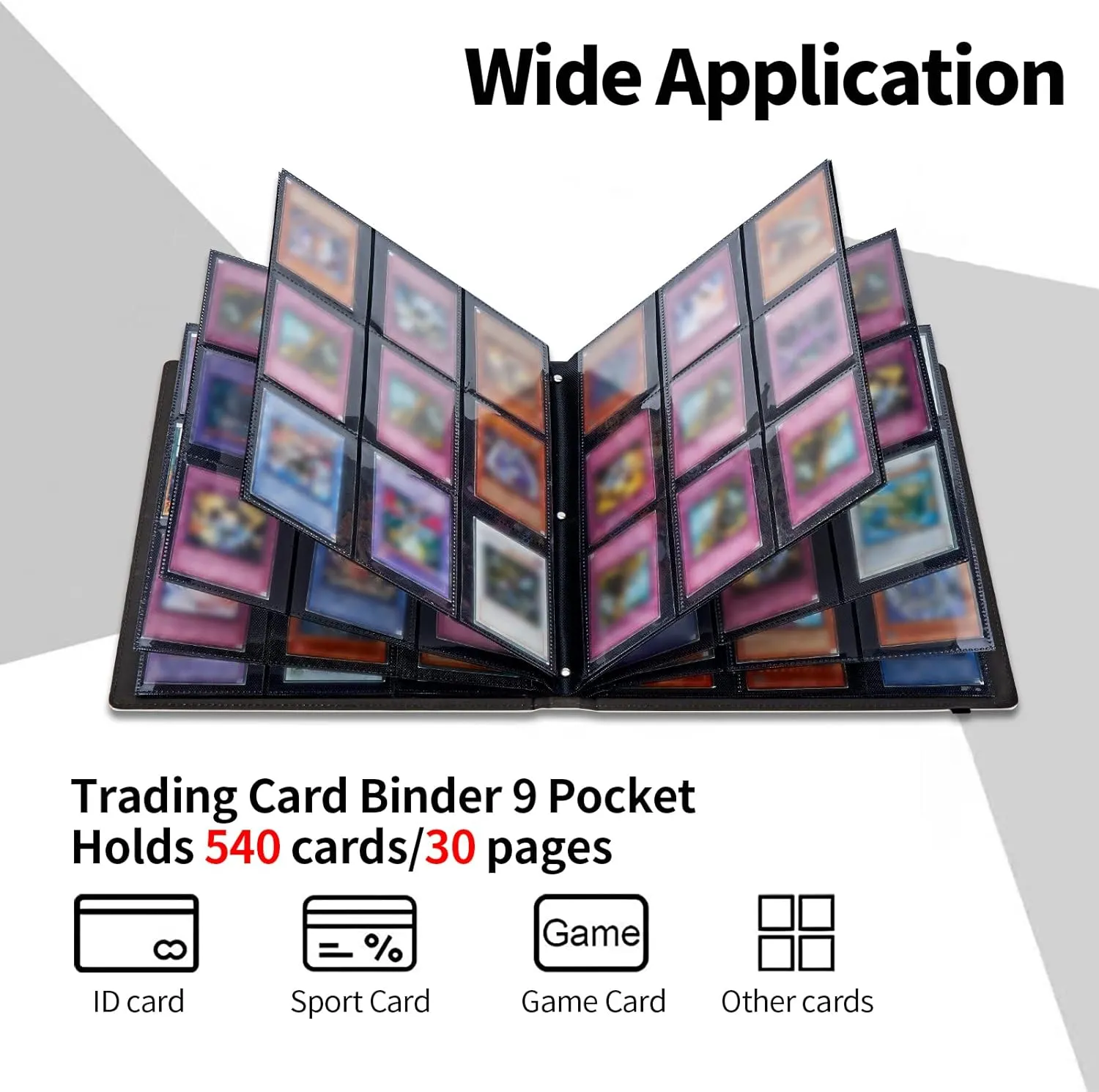9 Pocket Trading Card Binder,Collection Holder Album Sleeves for Baseball,Sports Card, MTG Cards,Collectible Card Protection,30 Pages Put up to 540 Cards,Bird and Flowers