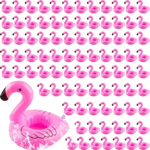 90 Pcs Inflatable Flamingo Drink Holder Bulk Pink Inflatable Flamingo Cup Holder Blow Up Flamingo Drink Float for Summer Birthday Carnival Beach Pool Party