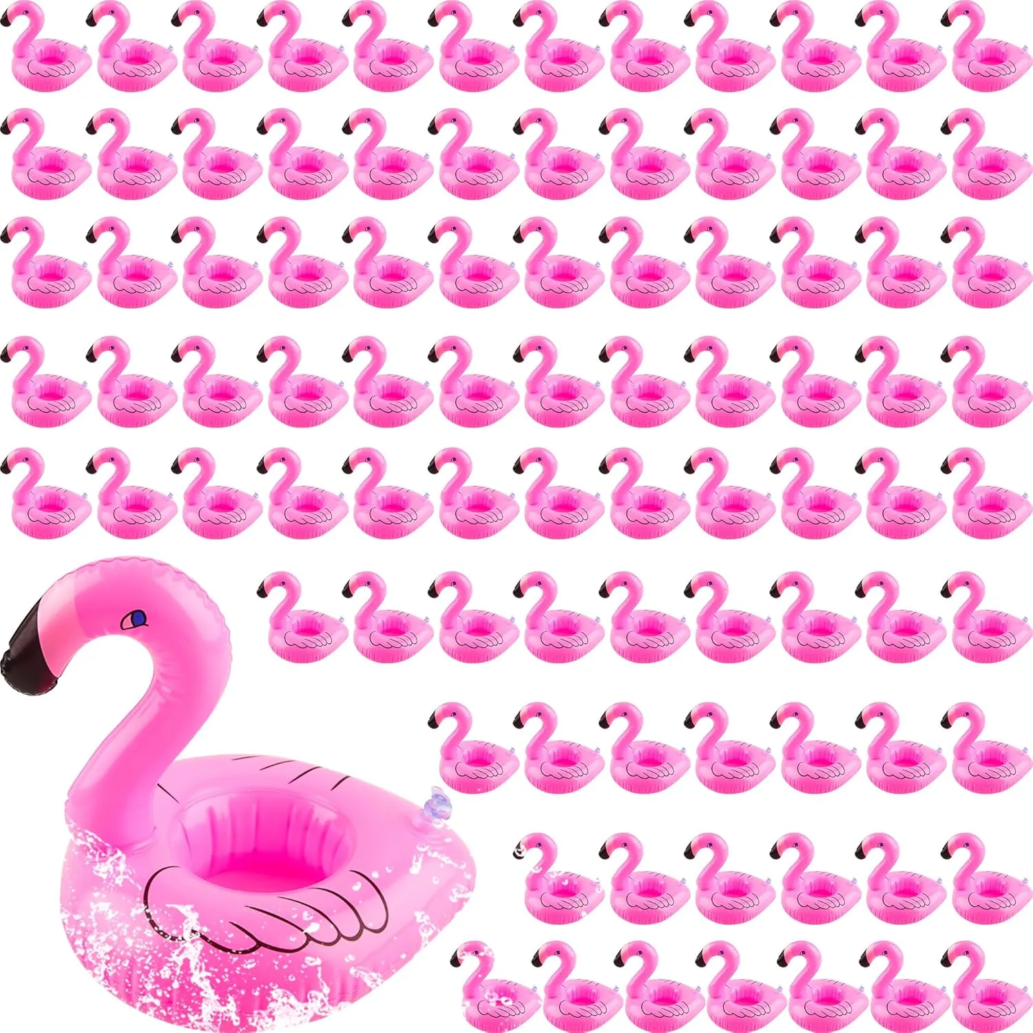 90 Pcs Inflatable Flamingo Drink Holder Bulk Pink Inflatable Flamingo Cup Holder Blow Up Flamingo Drink Float for Summer Birthday Carnival Beach Pool Party
