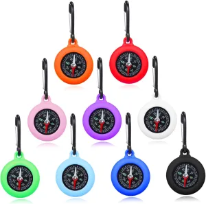 9pcs Clip Compass Weatherproof Mini Carabiner Compasses for Hiking Camping Mountaineering Travel Compact Pocket Navigation Tool