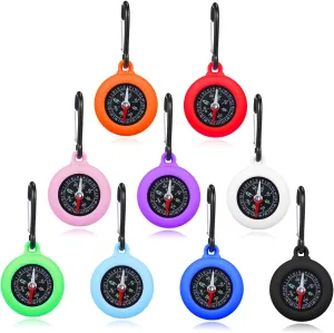 9pcs Mini Carabiner Compass Portable Navigation Tool for Hiking Camping and Outdoor Sports and Rugged for Survival Kits Options