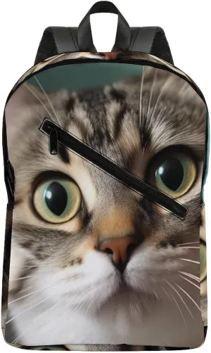 A Curious Cat Travel Backpack for Women Men 2 Compartment Laptop Backpacks Laptop Bag Casual Daypack