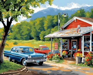 A Roadside Stop - Van-Go Paint-by-Number Kit 50CMx65CM DIY Frame