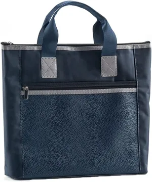 A4 Document Bag Hand-Carrying Briefcase Study & Training Large-Capacity Tote Zipper Canvas Conference Bag for Men & Women (Color : Blue)