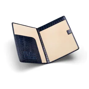 A4 Leather Folder - Navy Croc-Effect