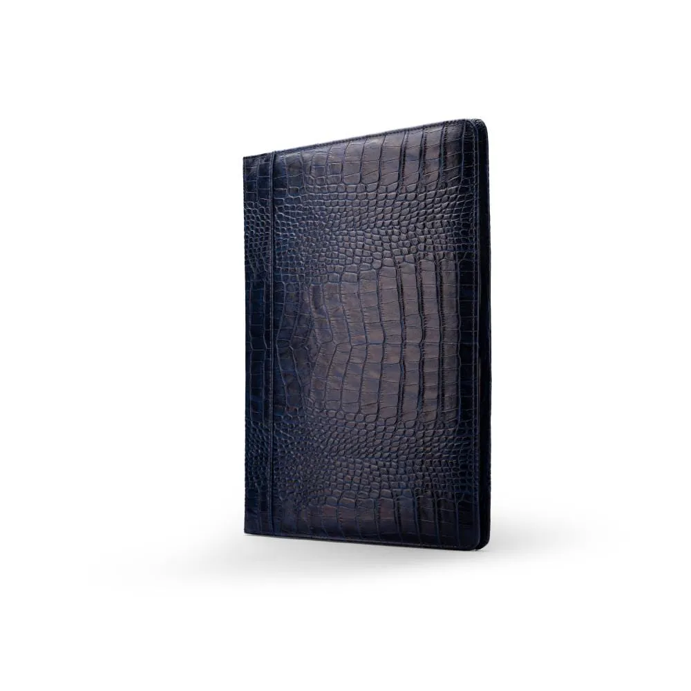 A4 Leather Folder - Navy Croc-Effect