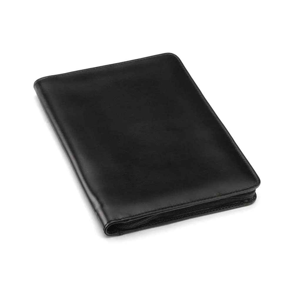 A5 Zip Around Leather Folder - Black