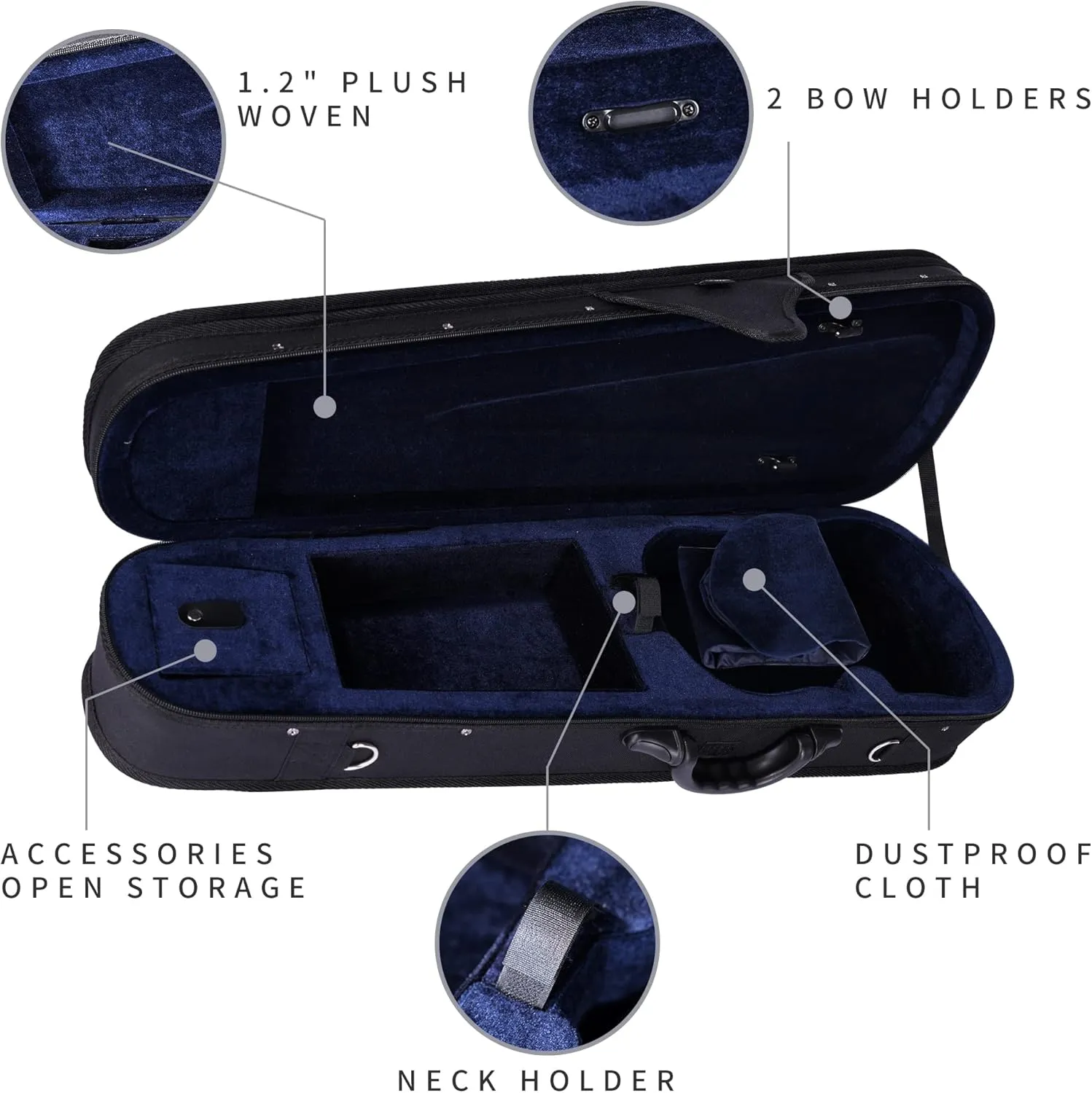 ADM 4/4 Full Size Violin Hard Case Basic Professional Triangular Shape Backpack, Super Light Suspension, Black