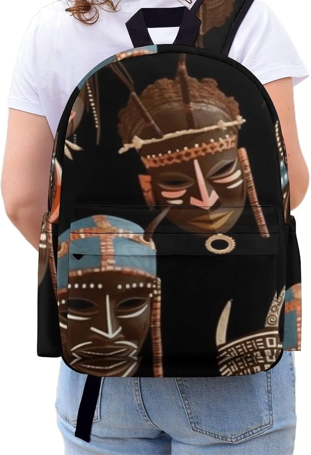 African Ritual Ethnic Tribal Print Laptop Backpacks Casual Shoulder Bag Travel Daypack Fashion for Men Women