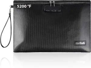 Airfish Fireproof Document Bags with Lock, 14.2 x 10 inches Zipper Closure Money Bag, Safe and Waterproof Storage Pouch for A4 A5 Document, Cash, Watch, Jewelry, Passport, Phone, Pad