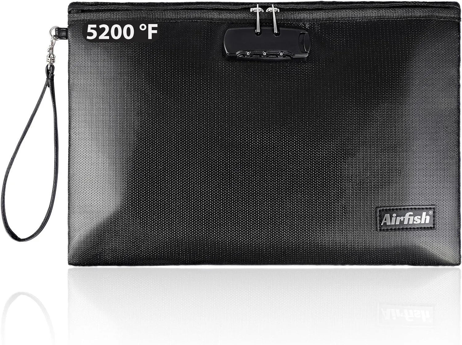 Airfish Fireproof Document Bags with Lock, 14.2 x 10 inches Zipper Closure Money Bag, Safe and Waterproof Storage Pouch for A4 A5 Document, Cash, Watch, Jewelry, Passport, Phone, Pad