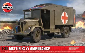 Airfix Model Set - A1375 Austin K2/Y Ambulance Model Kit - Plastic Motor Vehicle Model Building Kit for Adults, Set Includes Sprues & Decals - 1:35 Scale Model