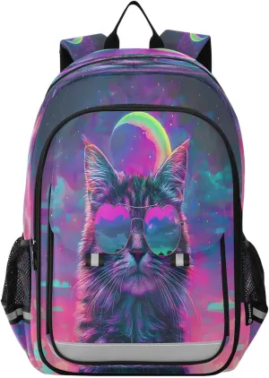 ALAZA Cat Galaxy Pink Elements Laptop Backpack Purse for Women BookBags 17 inch School Bags Men Boys Girls Travel Casual Daypack