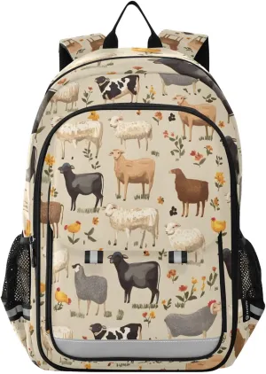ALAZA Farm Sheep Animals Pattern Laptop Backpack Purse for Women Men School Bag 17 Inch Bookbag Student Boys Girls Travel Casual Daypack