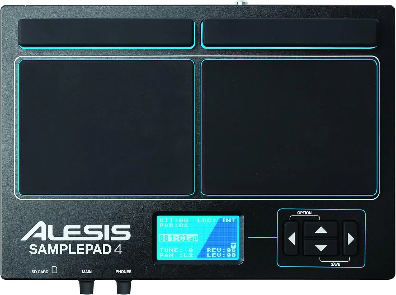 Alesis Sample Pad 4 | Compact Percussion and Sample Triggering Instrument with 4 Velocity Sensitive Pads, 25 Drum Sounds and SD/SDHC Card Slot,Black
