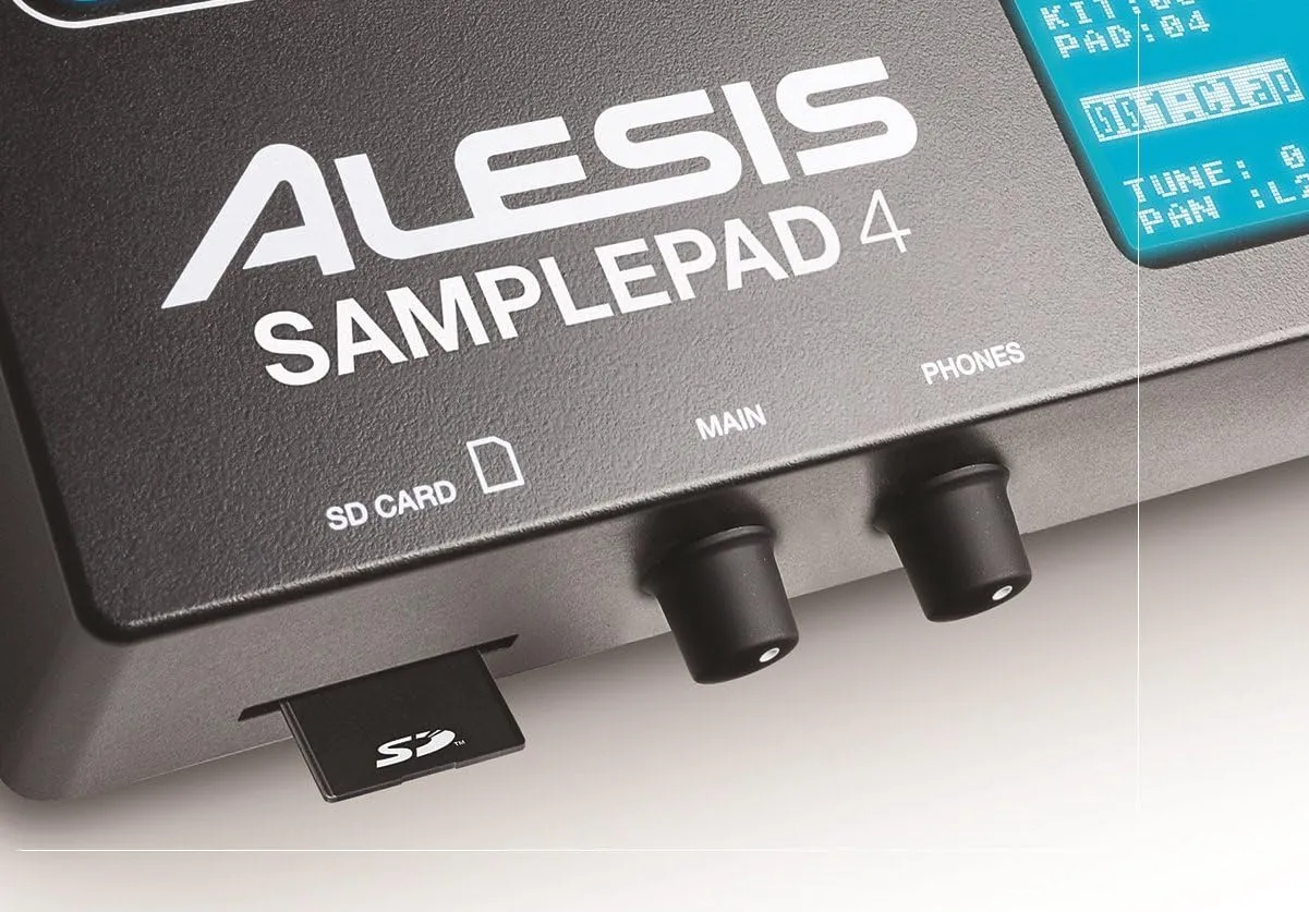 Alesis Sample Pad 4 | Compact Percussion and Sample Triggering Instrument with 4 Velocity Sensitive Pads, 25 Drum Sounds and SD/SDHC Card Slot,Black