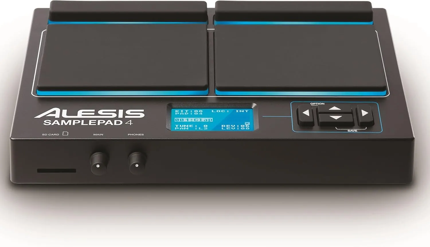 Alesis Sample Pad 4 | Compact Percussion and Sample Triggering Instrument with 4 Velocity Sensitive Pads, 25 Drum Sounds and SD/SDHC Card Slot,Black