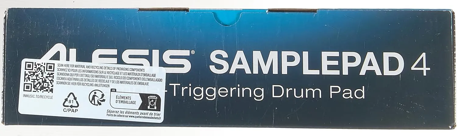 Alesis Sample Pad 4 | Compact Percussion and Sample Triggering Instrument with 4 Velocity Sensitive Pads, 25 Drum Sounds and SD/SDHC Card Slot,Black