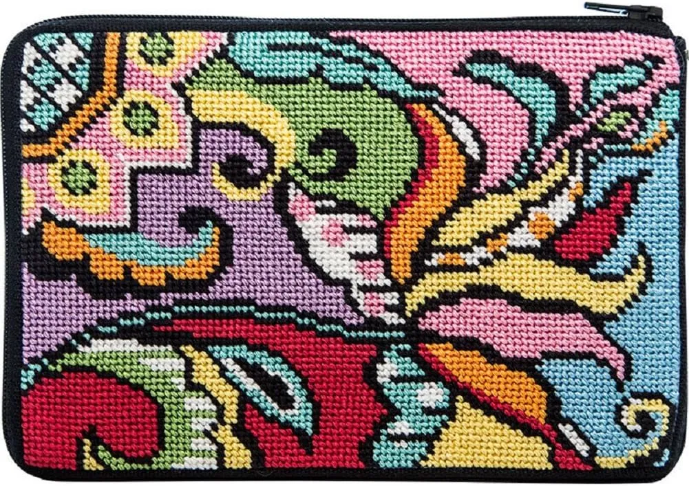 Alice Peterson Stitch & Zip Needlepoint Purse/Cosmetic Case Kit - SZ614 Modern Tulip