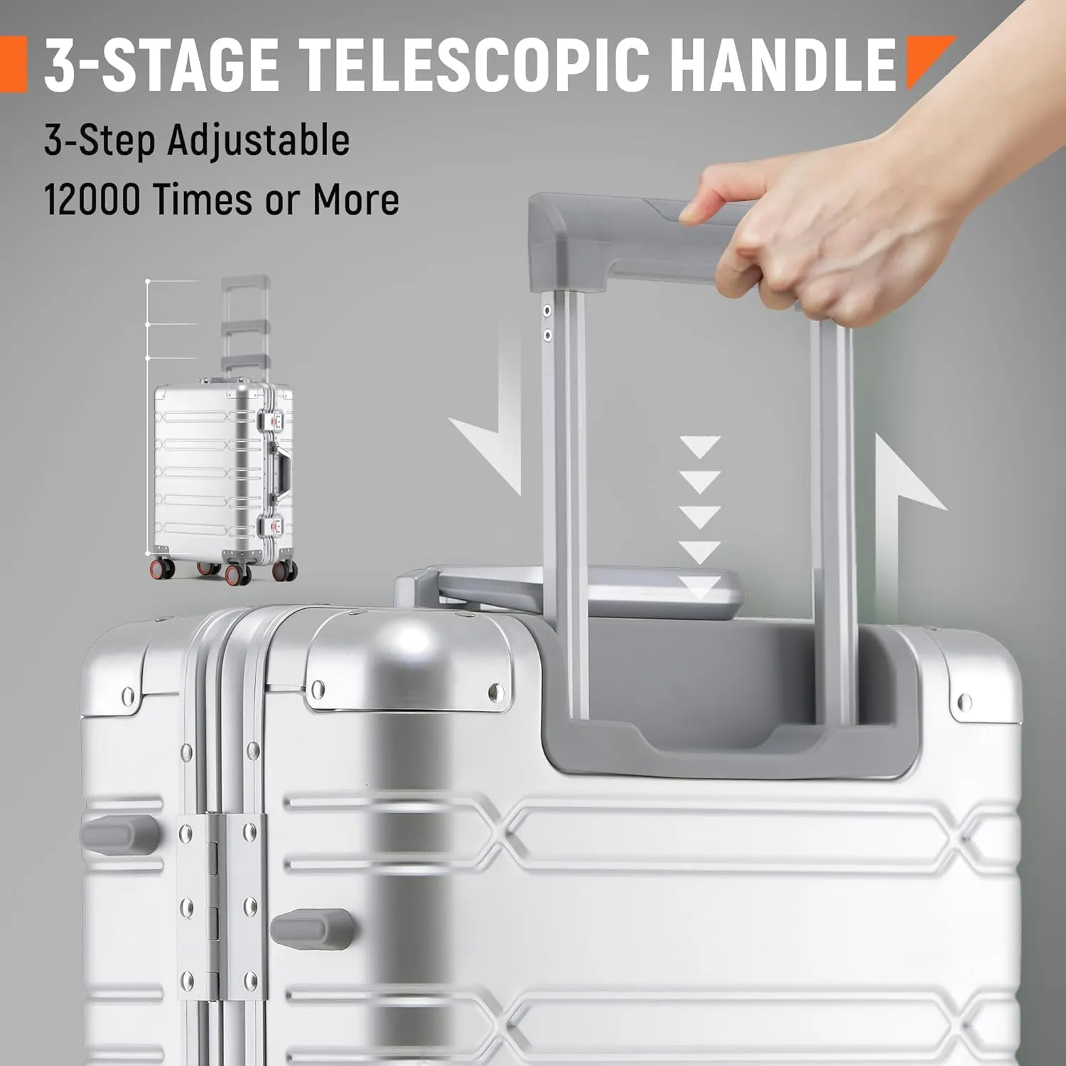 All Aluminum Carry On Luggage 22x14x9 Airline Approved Hard Shell Suitcases with Spinner Wheels Zipperless Luggage 20 inch Carry On Suitcase, Sliver