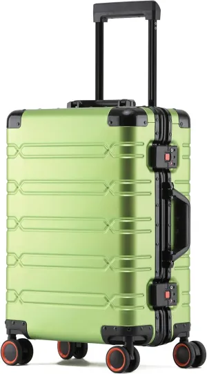 All Aluminum Carry On Luggage Hard Shell Suitcases with Spinner Wheels Zipperless Luggage 20 inch Carry On Suitcase, Fruit Green