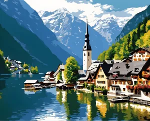 Amazing Places OD (403) - Hallstatt, Austria - Van-Go Paint-by-Number Kit 40x50cm with Frame