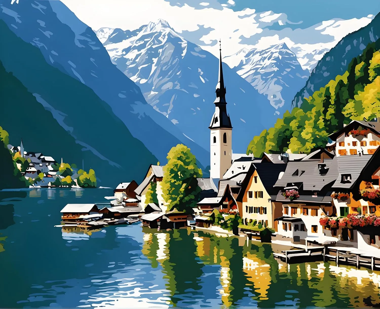 Amazing Places OD (403) - Hallstatt, Austria - Van-Go Paint-by-Number Kit 40x50cm with Frame